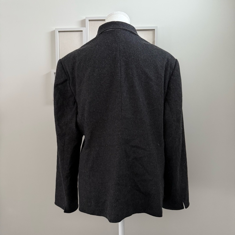 Simons | vintage women's petite small-med Charcoal blazer jacket wool blend - Picture 3 of 6